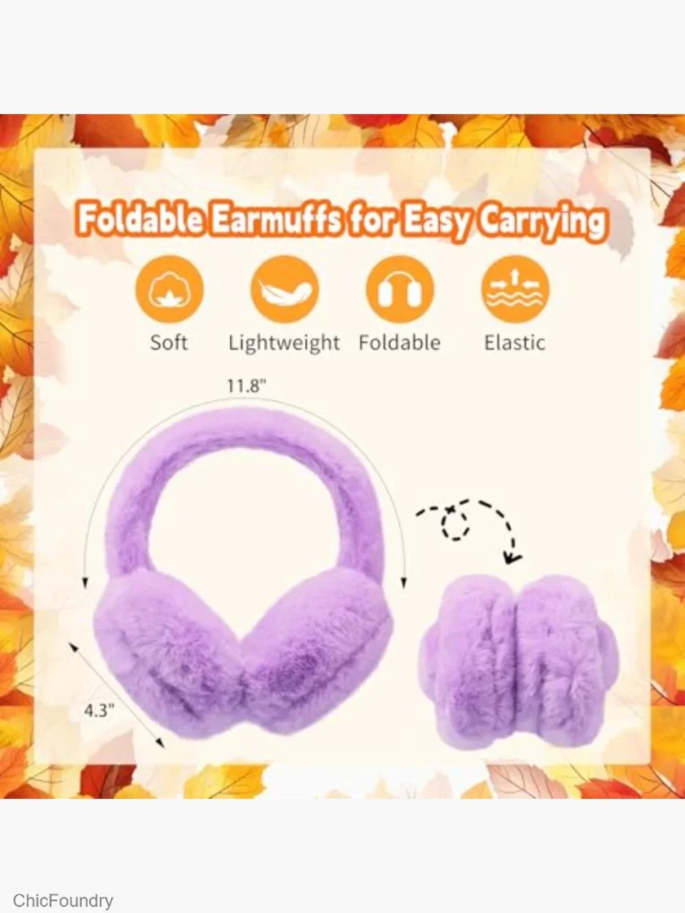 Girls Winter Earmuff Glove Set Foldable Plush Ear Muffs Touchscreen Knit Gloves